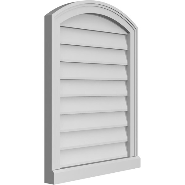 Arch Top Surface Mount PVC Gable Vent: Functional, W/ 2W X 2P Brickmould Sill Frame, 22W X 28H